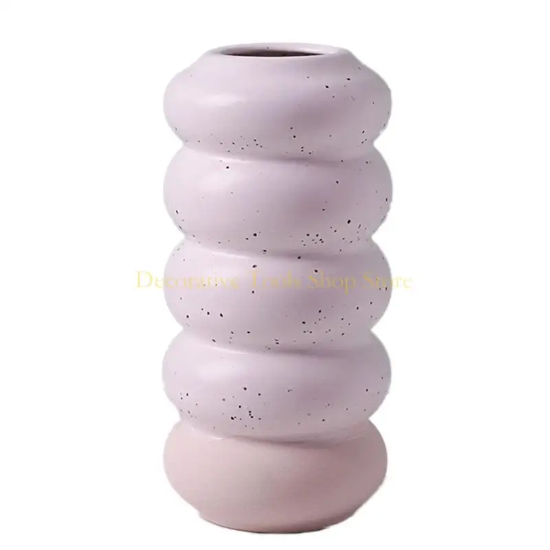 QX2E Nordic Ceramic Vase Modern Minimalist Abstract Art Geometric Shaped Dried Flower Arrangement Flowerpot Hydroponics