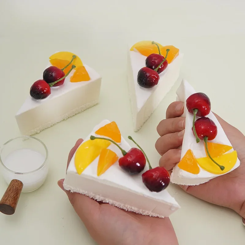 

Artificial Fruit Cake Cherry PU Cake Model Fake Food Refrigerator Sticker Simulation Shooting Props Home Decor Decoration