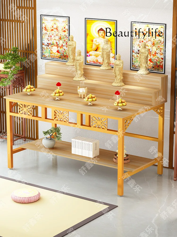 Buddhist shrine offering table Shrine God of Wealth Yezi three-layer household incense table