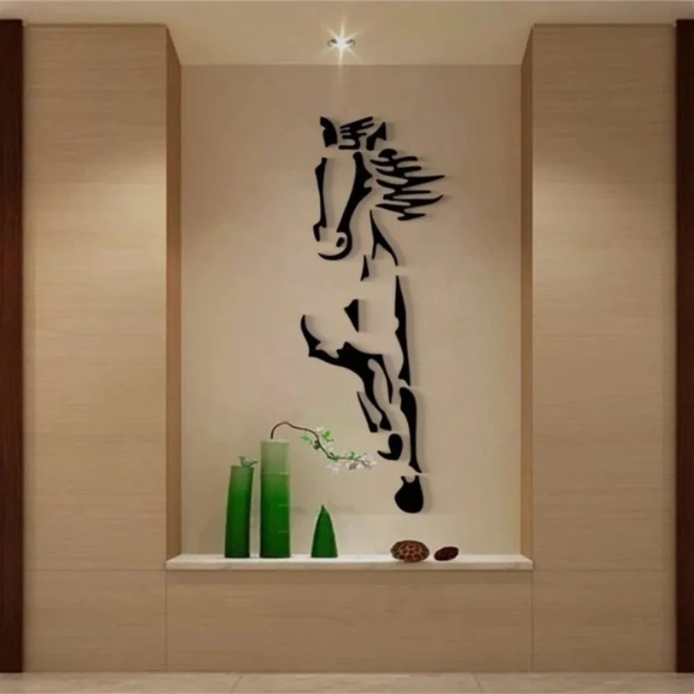 Horses Acrylic Wall Stickers Room Decoration Restaurant Background Art Living Room Bathroom Room Decor Mirror Wall Sticker