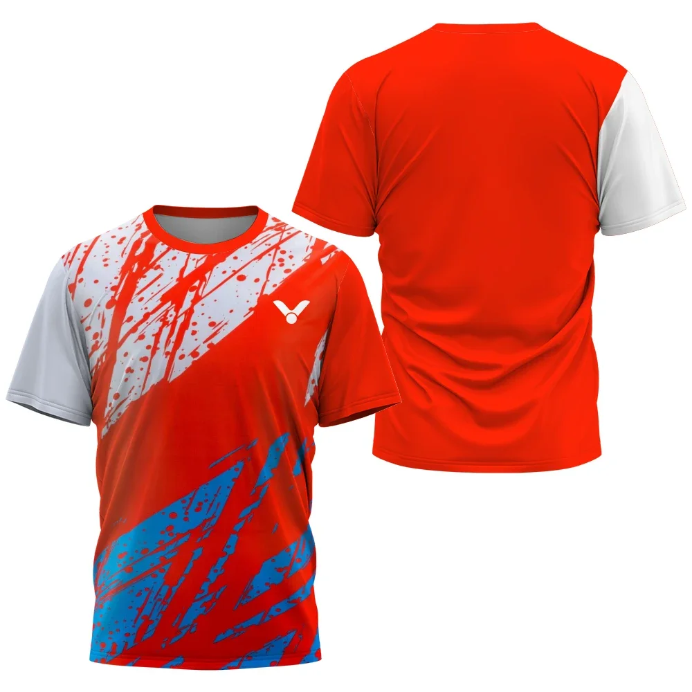 Geometrischer Block 3D-gedrucktes Badminton-Sporttrikot für Herren und Damen, Unisex, schnell trocknend, atmungsaktiv, für Training und Wettkampf, kurzärmeliges Oberteil – Detail 20