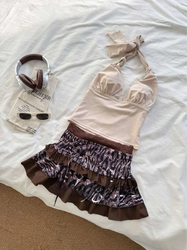 

Vaion Bla Polka Dot Cover up Bikini Women's Swimsuit Strapl Slimming Belly Flattering Polyester Bikini