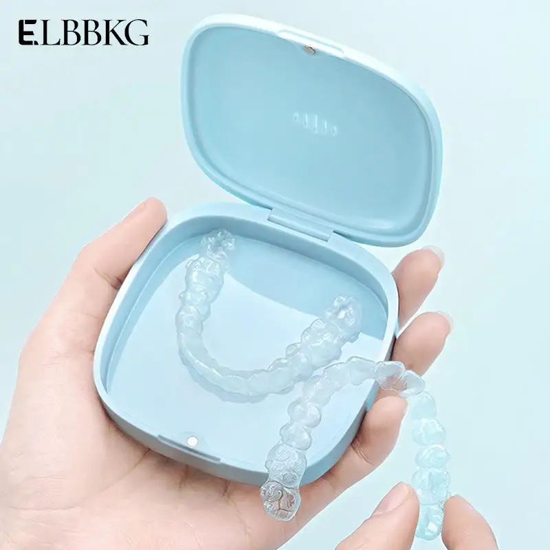 Portable Belt Case Orthodontic Retainer Double Layer Braces Storage Box Soaking Invisible Teeth Denture Cleaning Tooth Storage