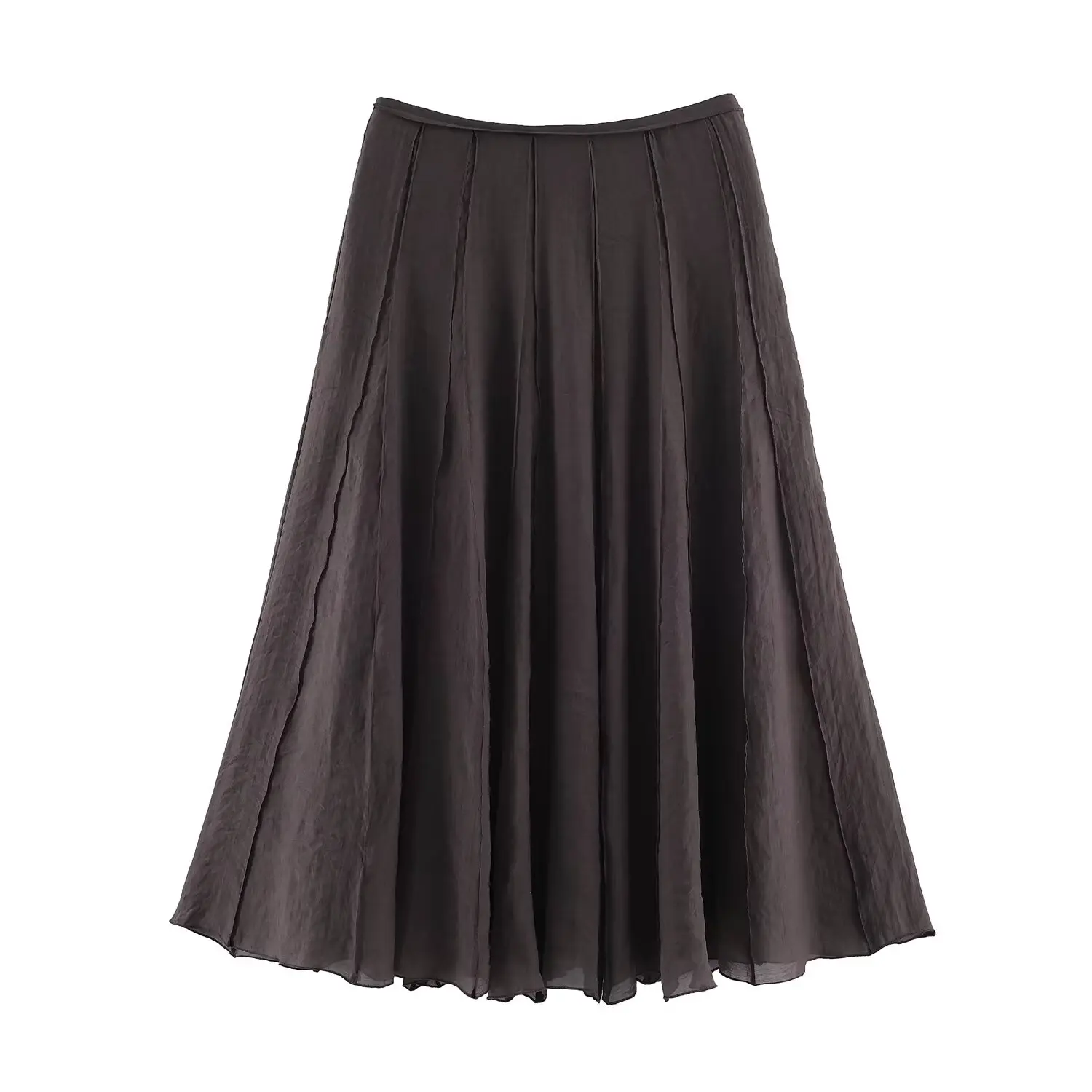 BSAY 2026 Eleganter Midirock für Reife Frauen mit Drapierung und Einsätzen, Hohe Taille, Plissierter A-Linien-Rock, Büro- und Freizeitkleidung – Detail 9
