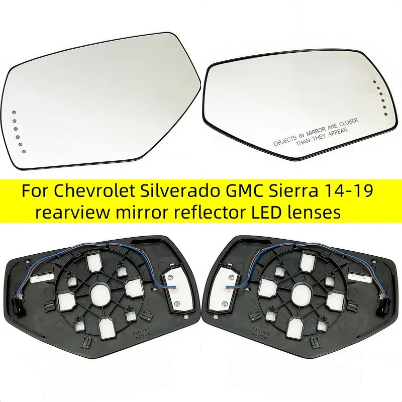 For Chevrolet Silverado GMC Sierra 2014-2019 Rearview Mirror Reflector LED Lenses Car Left/Right Side Heated Mirror Glass