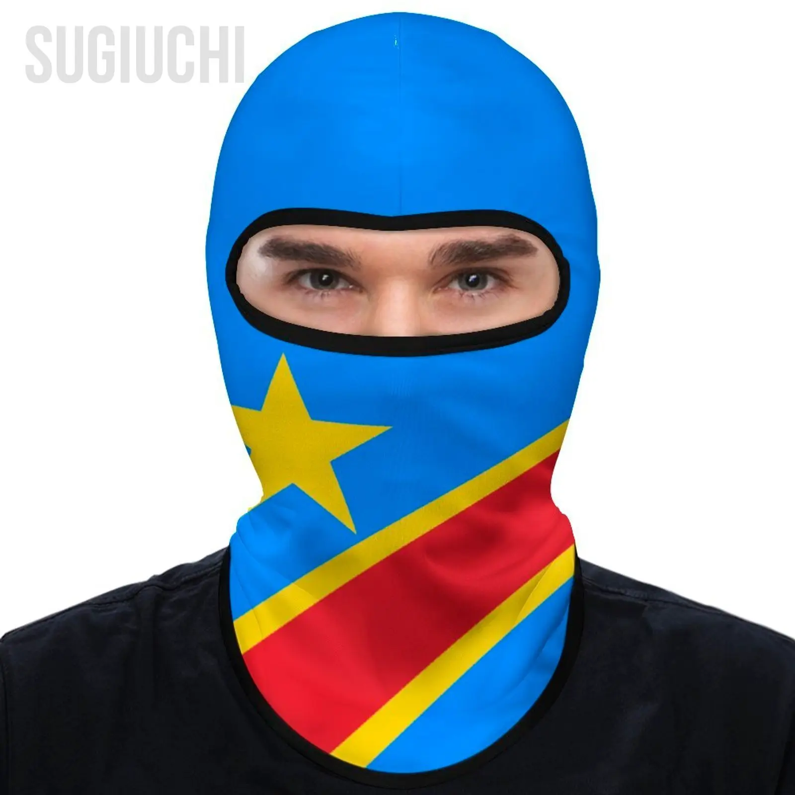 Democratic Republic of Congo Cool Sunscreen Motorcycle Face Mask Moto Biker Wind Cap Stopper Windproof Bicycle Cycling Headgear