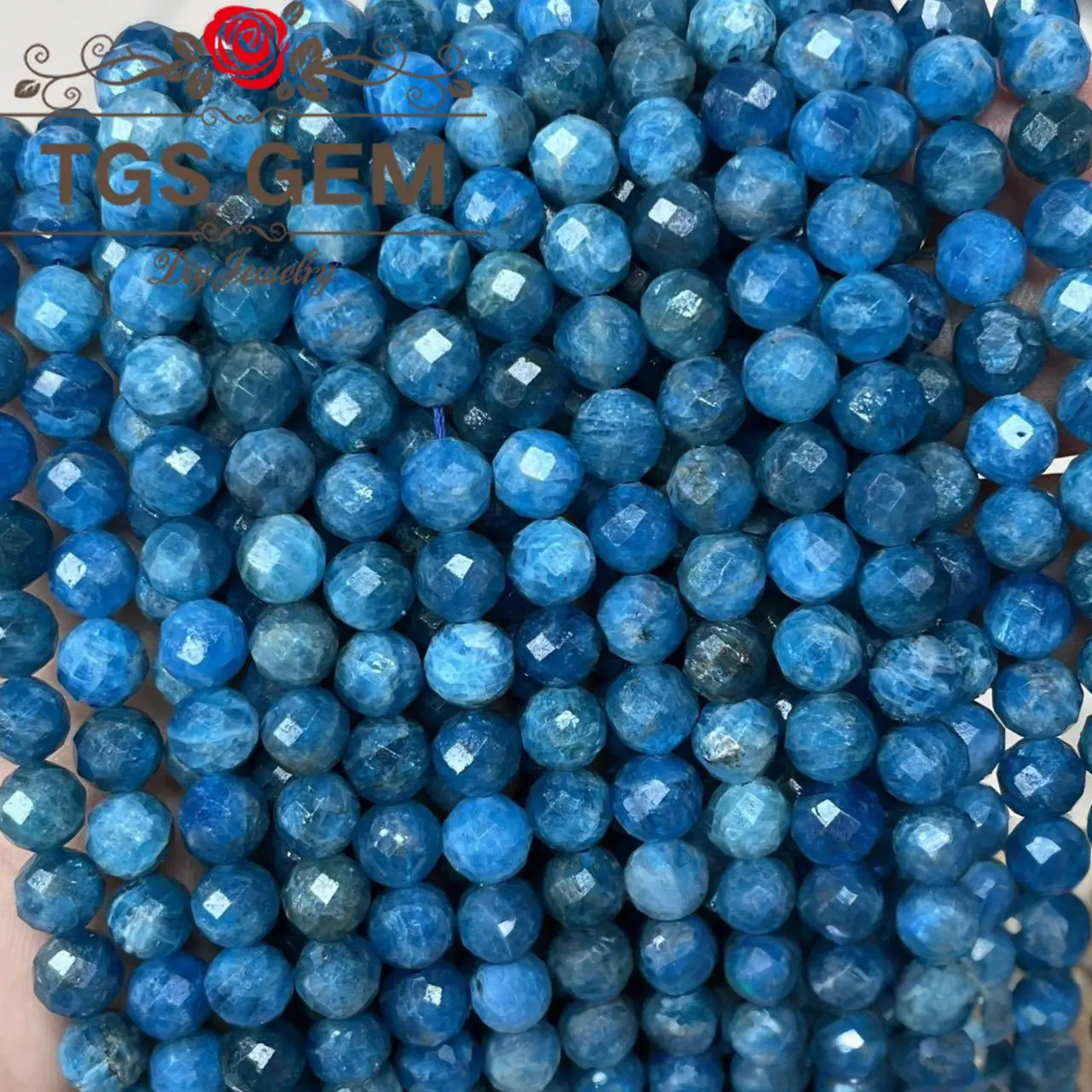 

Factory Engraved hard cut round bead natural stone AAA apatite Mausoleum pattern small cut scattered beads DIY jewelry