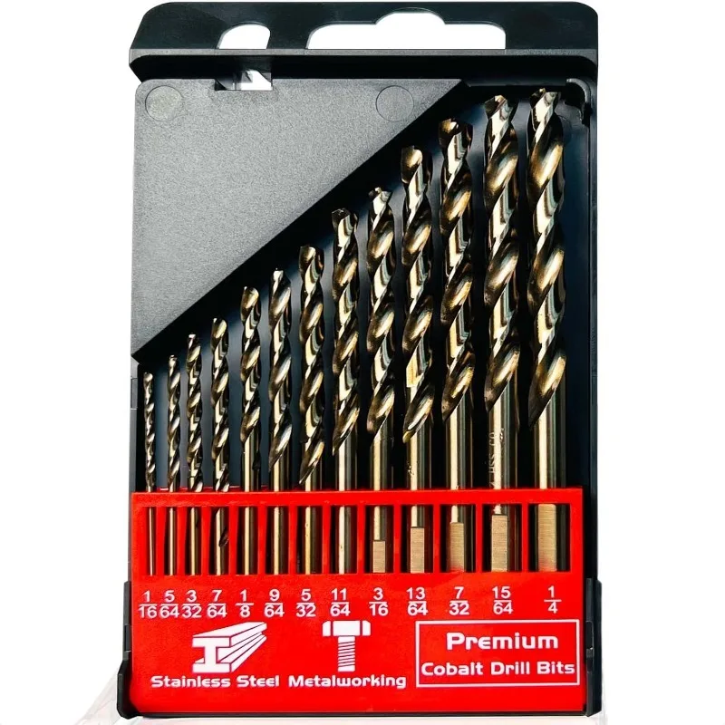 

Cobalt Drill Bit Set (1/16-1/4 Inch, 13PCS), M35 High Speed Steel Twist Drill Bits for Stainless Steel, Hard Metal, Cast Iron