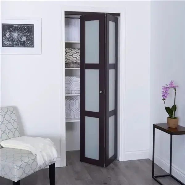 

Cheap Interior Pantry Foldable Sliding Design Bi Fold Aluminum Graphic Design Frosted Glass Bathroom Glass Door 1set Slim Modern