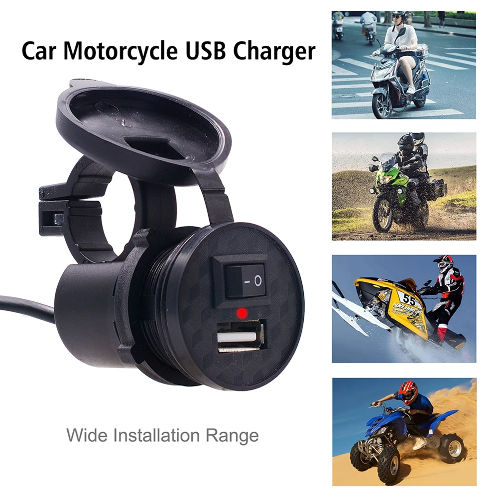 

Motorcycle Usb Waterproof Abs Panel With Seal Cap For Phones Tablets Gps Atv Accessories Black