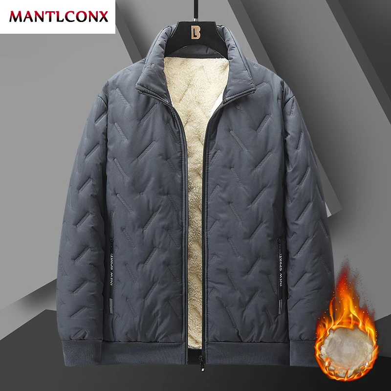 Fleece-gefütterte Jacke Herren Mode Herbst Winter Jacke Herren Mantel Lässige Winter Büro Kleidung Wattierte Parka Oberbekleidung Herren 2026 – Detail 5