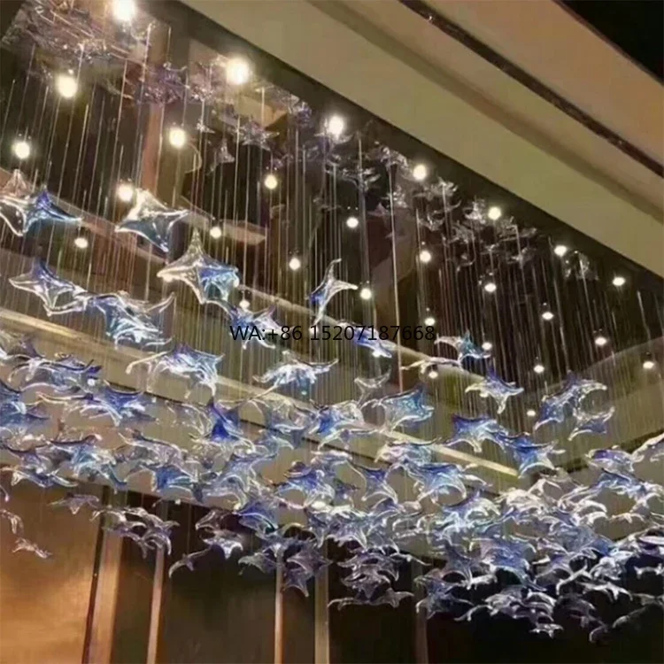 

Colorful Sea Star Shape Decor Show Hall Aquarium Hotel Glass Custom Project Led Restaurant Lamp