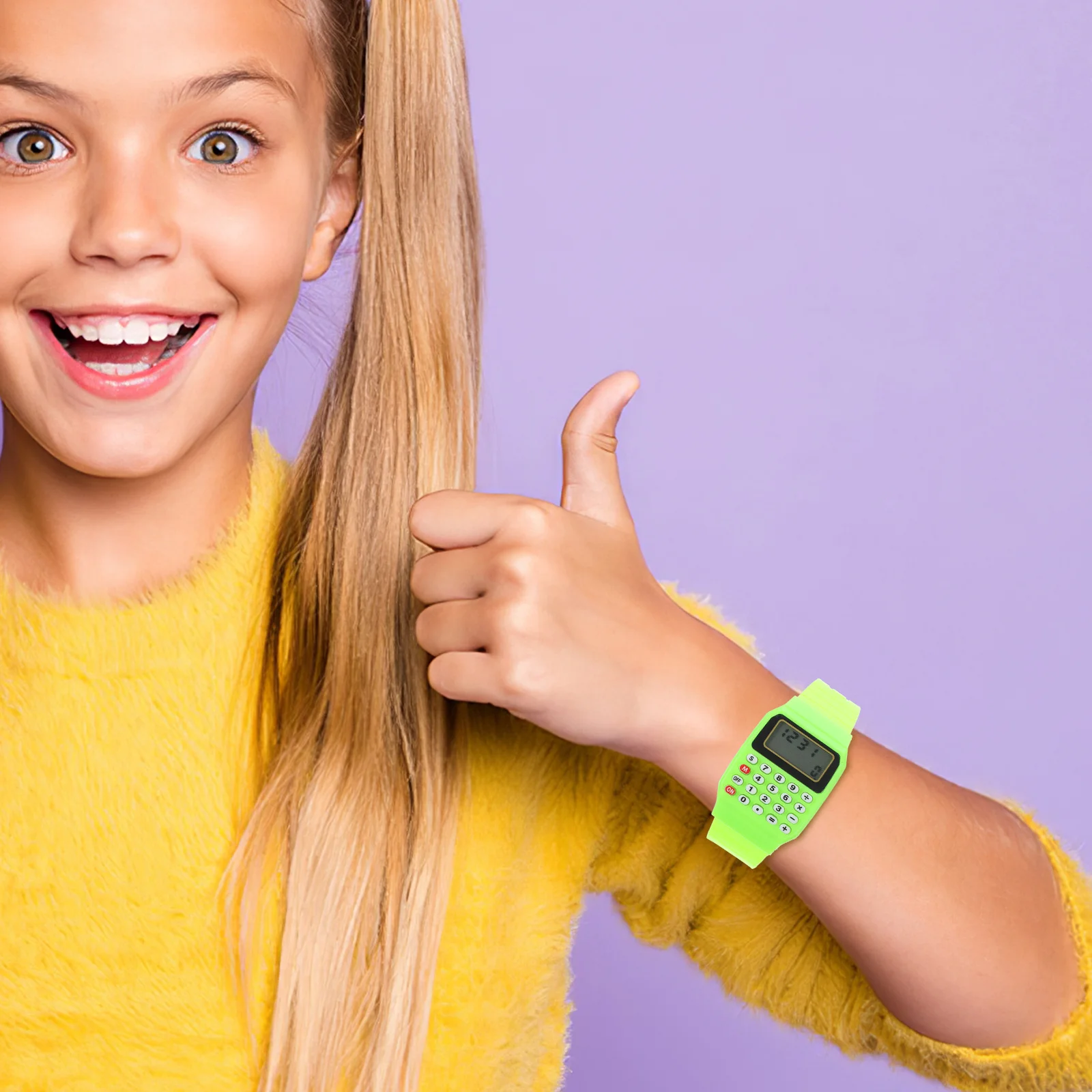 2 stuks kinderrekenmachine polshorloge duurzaam draagbaar creatief ontwerp verjaardagscadeau voor kinderen gemakkelijk comfortabel dragen groen