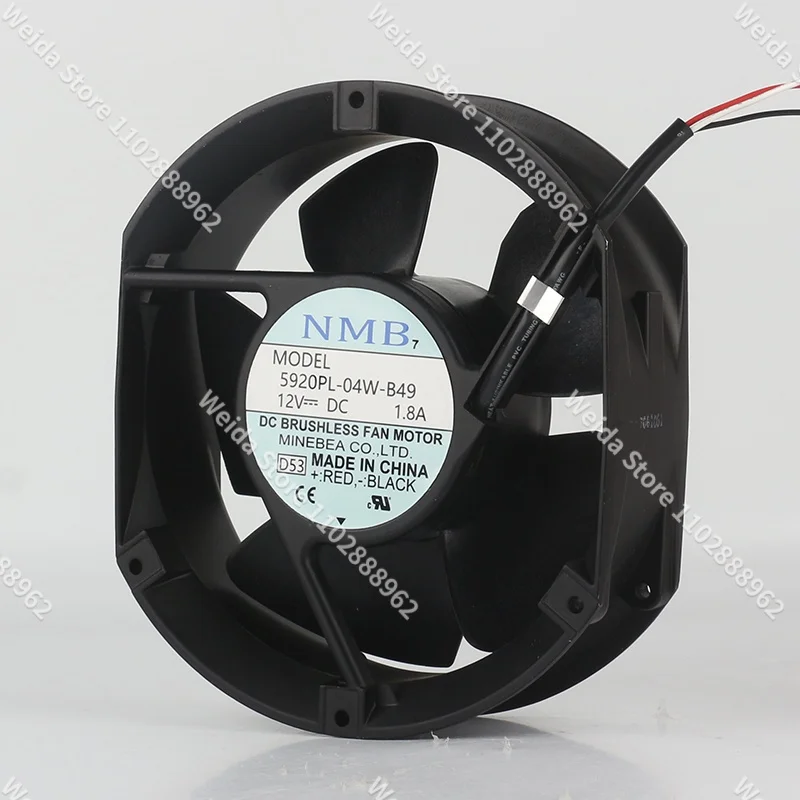 Original NMB 5920PL-04W-B49 1.8A 12V fan blade 17cm 17251 large air volume frequency converter 3-wire cooling fan