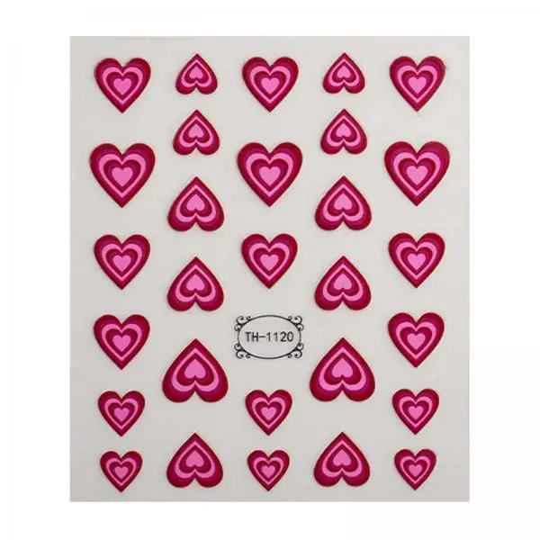 Pink Heart Valentines Day Nail Stickers DIY Nail Art Accessories for Manicure Decoration and Salon Use