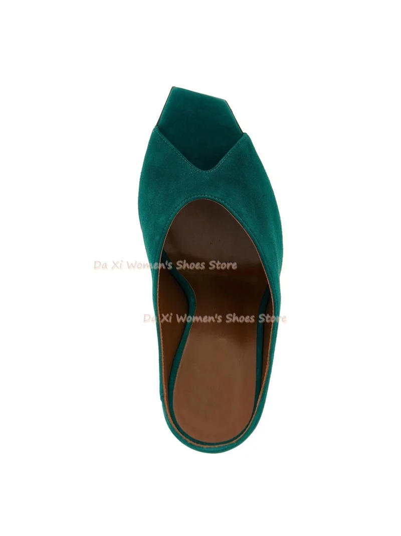 Square-Toed Open-Toe Summer Sandals Stiletto Heels Open-Heel / Backless Slip-On Shoes Claret Velvet Material Women's Slippers