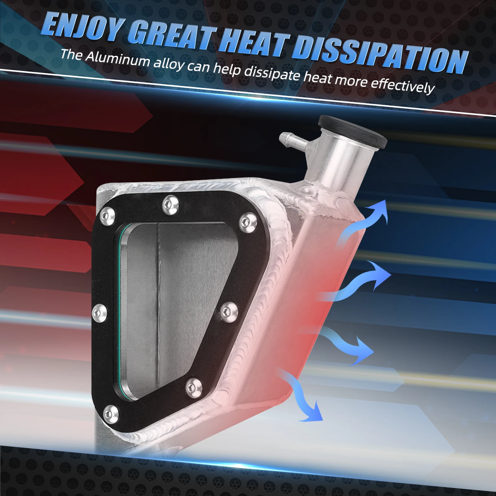 NICECNC per Yamaha Raptor 700 Raptor 700R 2013-2026 Serbatoio di Recupero del Liquido di Raffreddamento del Radiatore in Alluminio con Finestra Trasparente Ricambio 1PE-F1871-00-00