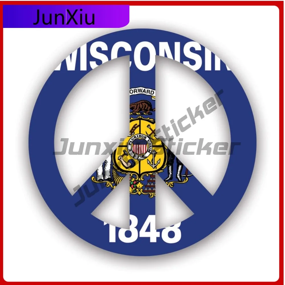 

Wisconsin Flag Peace Scratch Resistant Sun Resistant Racing For Laptop Bumper Motorcycle Self Adhesive No Residue Decoration