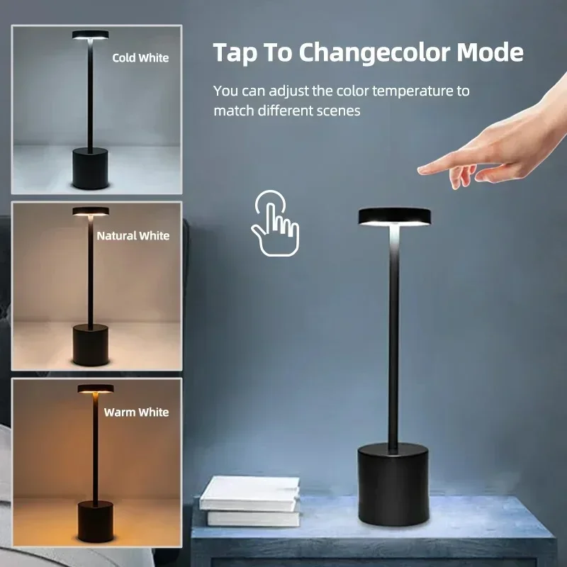 Simple Touch Sensor Table Lamp LED Desk Lamp 3 Colors Dimmable Bedside Light Creative Ambient Light Bar Room Decoration Light