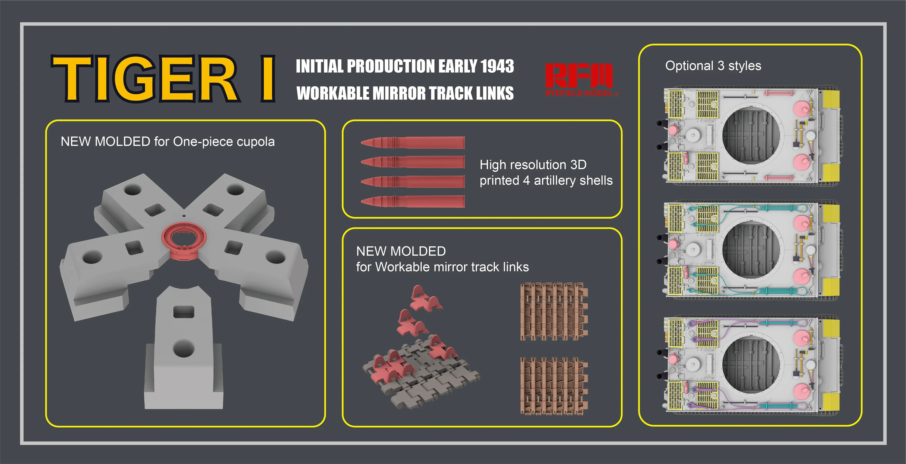 RYEFIELD MODEL RM-5075 1/35 Tiger I Initial Production Early 1943  Model Kit Assemble