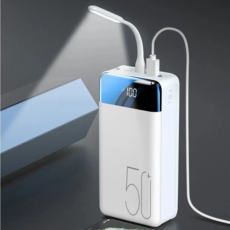 Portable Power Bank with Flashlight External Mobile Phones Battery 3 USB Fast Charging for iPhone 15 14 Xiaomi Huawei 50000mAh