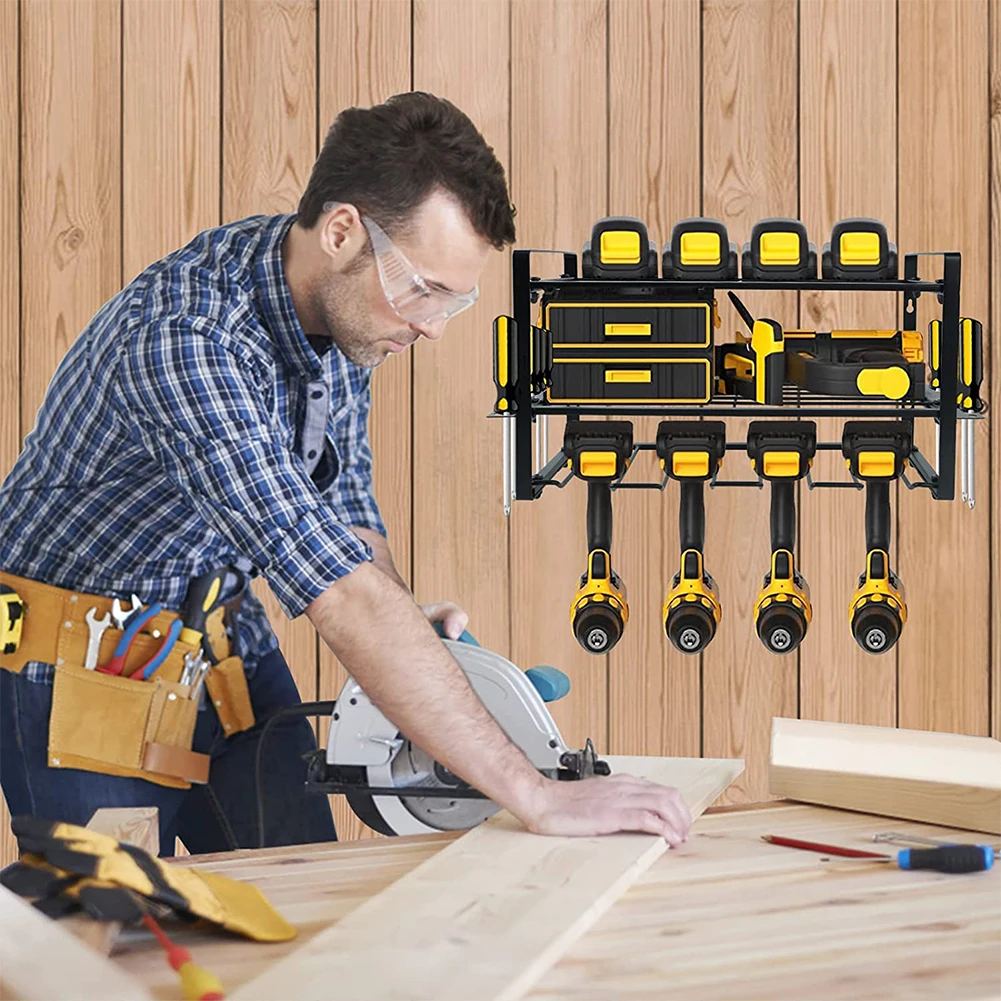 Power Tool Rack Organizer Heavy Duty Drill Holder Wall Mount 3 Layers