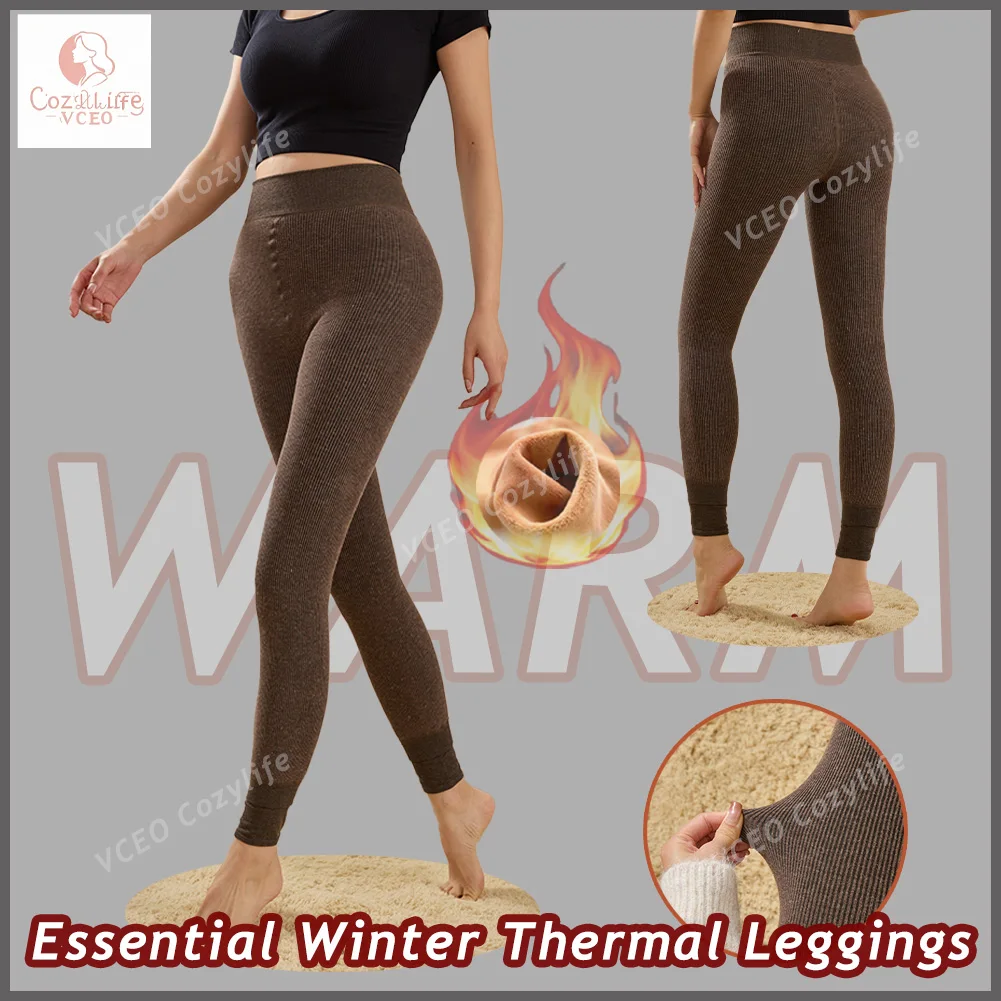 

Утолщенные теплые брюки, зимние термолеггинсы для женщин, термобелье с высокой талией на флисовой подкладке для домашнего офиса, повседневная одежда