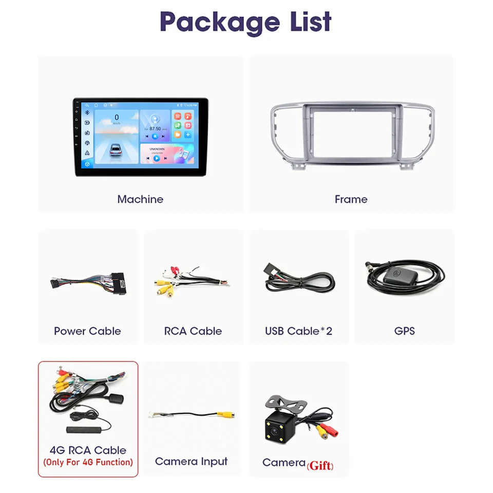 شاشة ملاحة Android 14 8G + 128G Autoradio GPS لكيا سبورتاج 2018 - 2022 مع وحدة رأس Carplay Android Auto 4G Sim WiFi