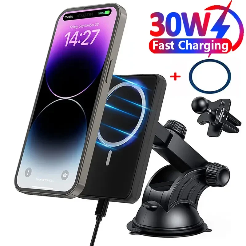 30W Magnetic Car Wireless Chargers Air Vent Phone Holder for iphone15 14 13 12 11Pro Max Macsafe Car Charger Fast Charging Stand