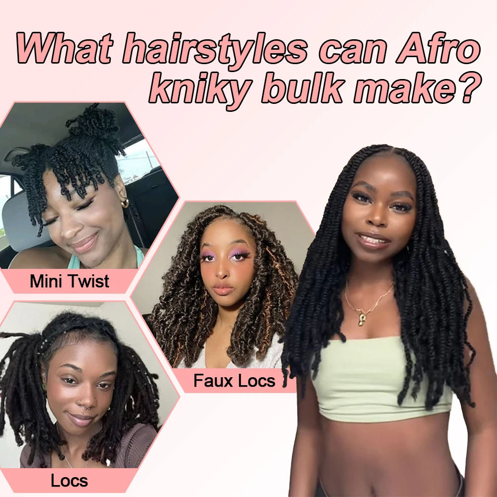 Snwprin 16 بوصة الأفرو غريب السائبة اللون الطبيعي 4C الشعر البشري لتضفير الشعر البرازيلي 100% الشعر البشري لملحقات Dreadlock #5