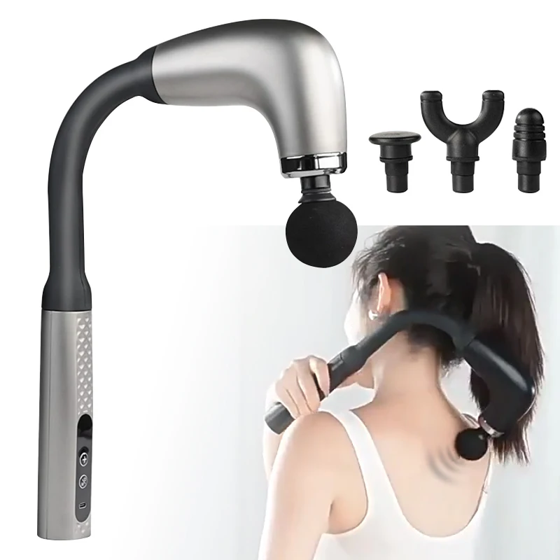 Fascial Massage Gun with Extended Handle Elbow Deep Muscle Relaxation Body Massager Vibration for Muscle Soreness and Fatigue