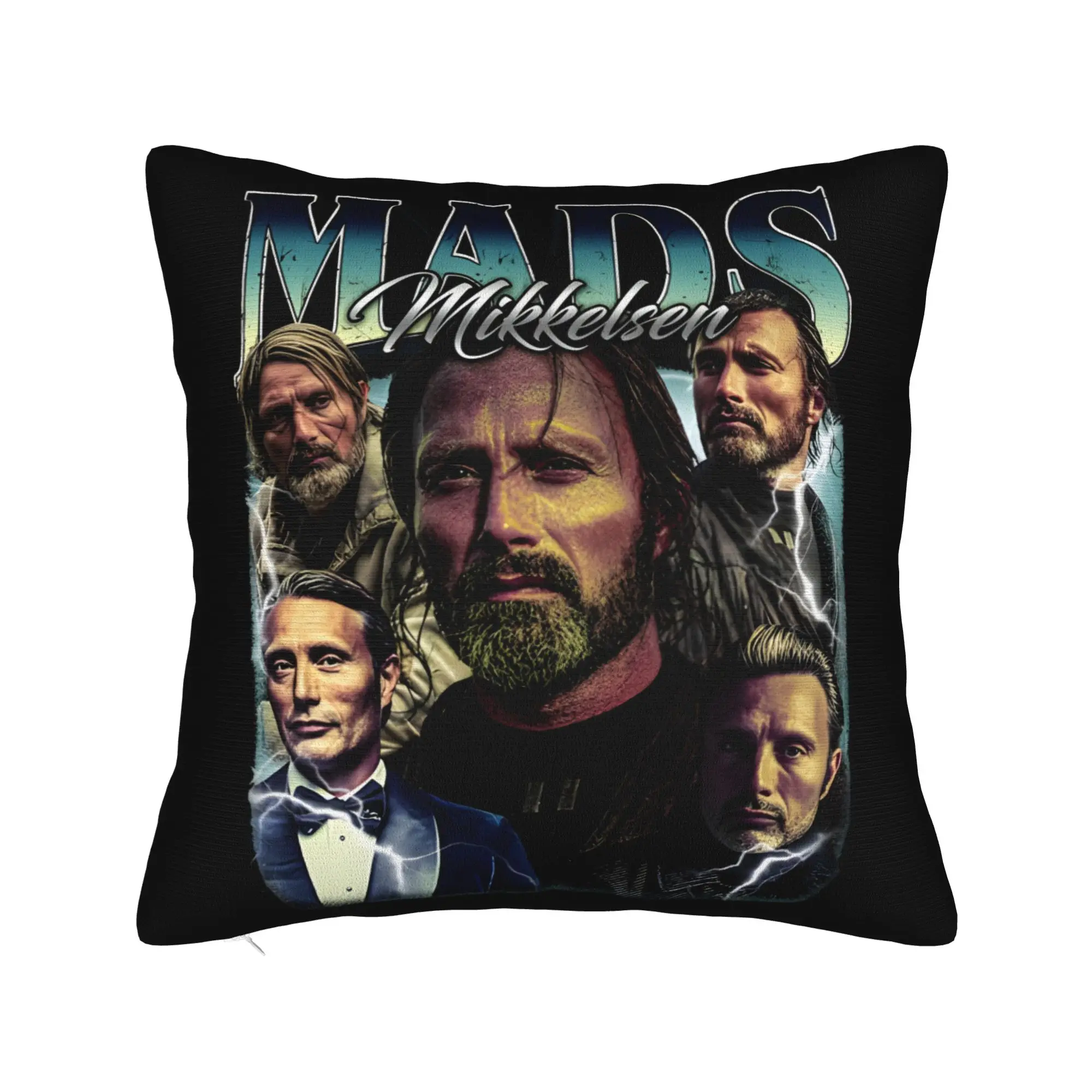 Mads Mikkelsen Actor Pillowcase Printed Cushion Cover Decorative  Throw Pillow Case Cover Home Zipper