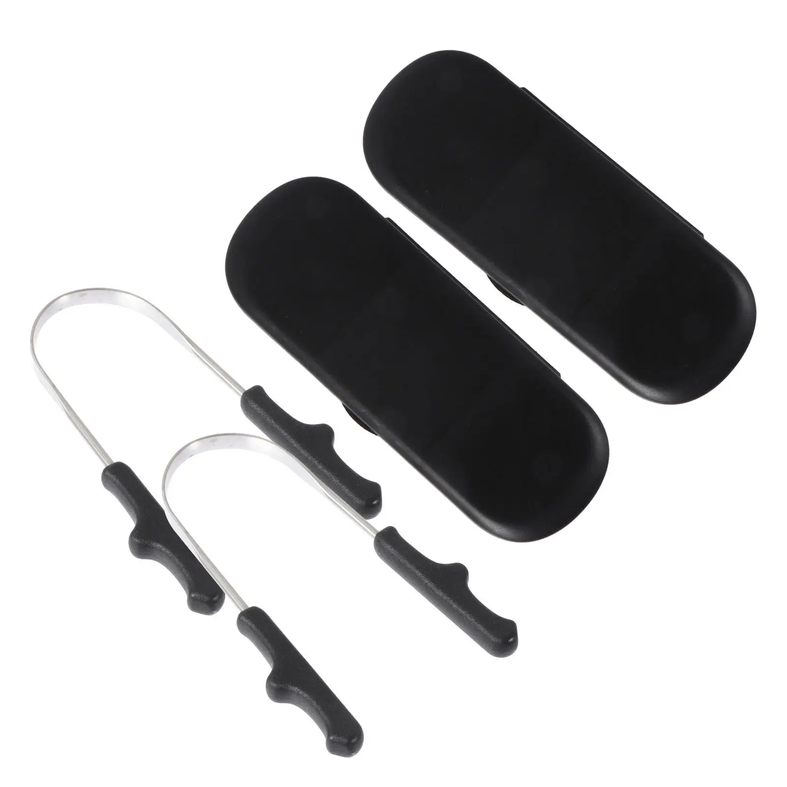 2Sets Tongue Scrapers Professional Ergonomic Stainless Steel Tongue Cleaners for Adults Kids Oral Care Wide Curved Head