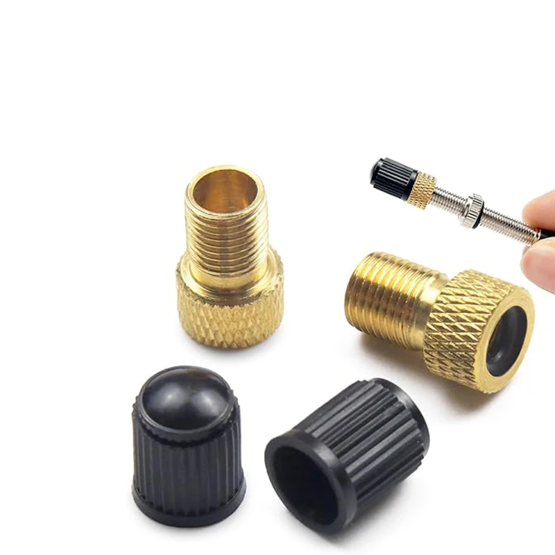 2-8pcs Presta to Schrader Valve Adapter Solid Brass Converter O-ring Seal Bike Pump Nozzle Road MTB Tire Inflator Air Compressor