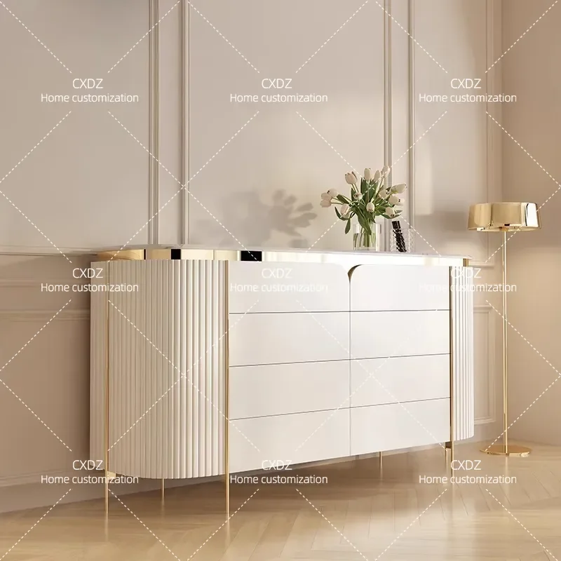 Solid wood door cabinet modern simple household living room partition cabinet light luxury bedroom dining room rock slab