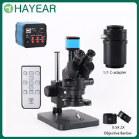 HAYEAR 3.5X-90X Trinocular 1400W Stereo Microscope Kit HDMI USB Microscope Camera + 144 LED Light and Stand for PCB Repair