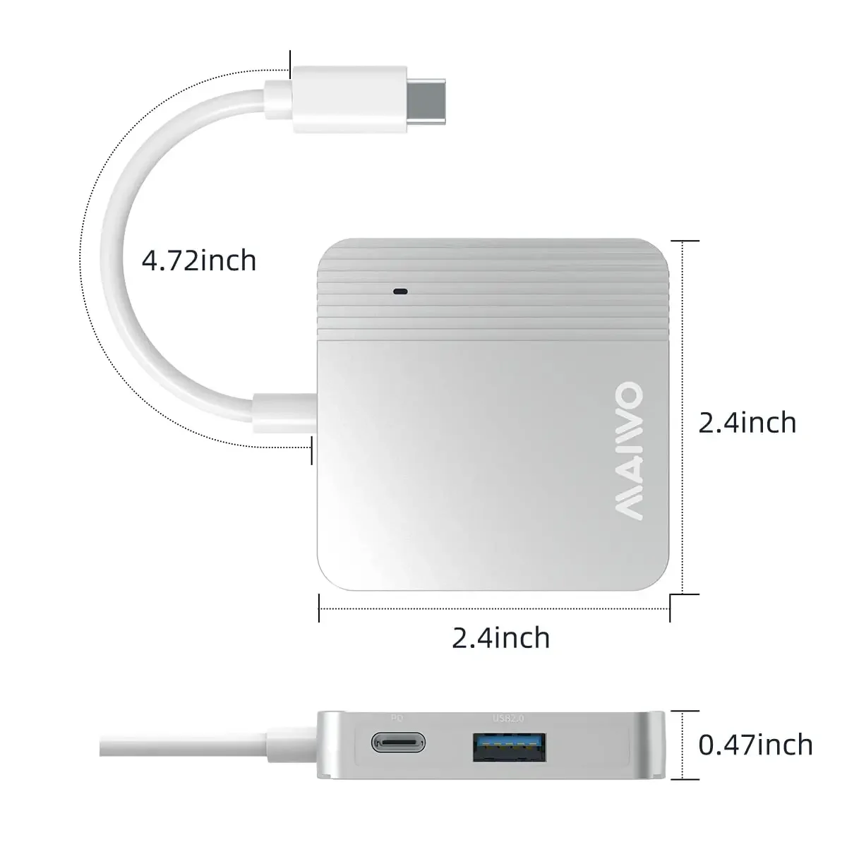 MAIWO 5-In-1 USB 3.2 Hub Adaptor Stasiun Dok Tipe-c 3.2 dengan Output HDMI 4K Port Transfer USB PD 100W Port Pengisi Daya USB C 10Gbps