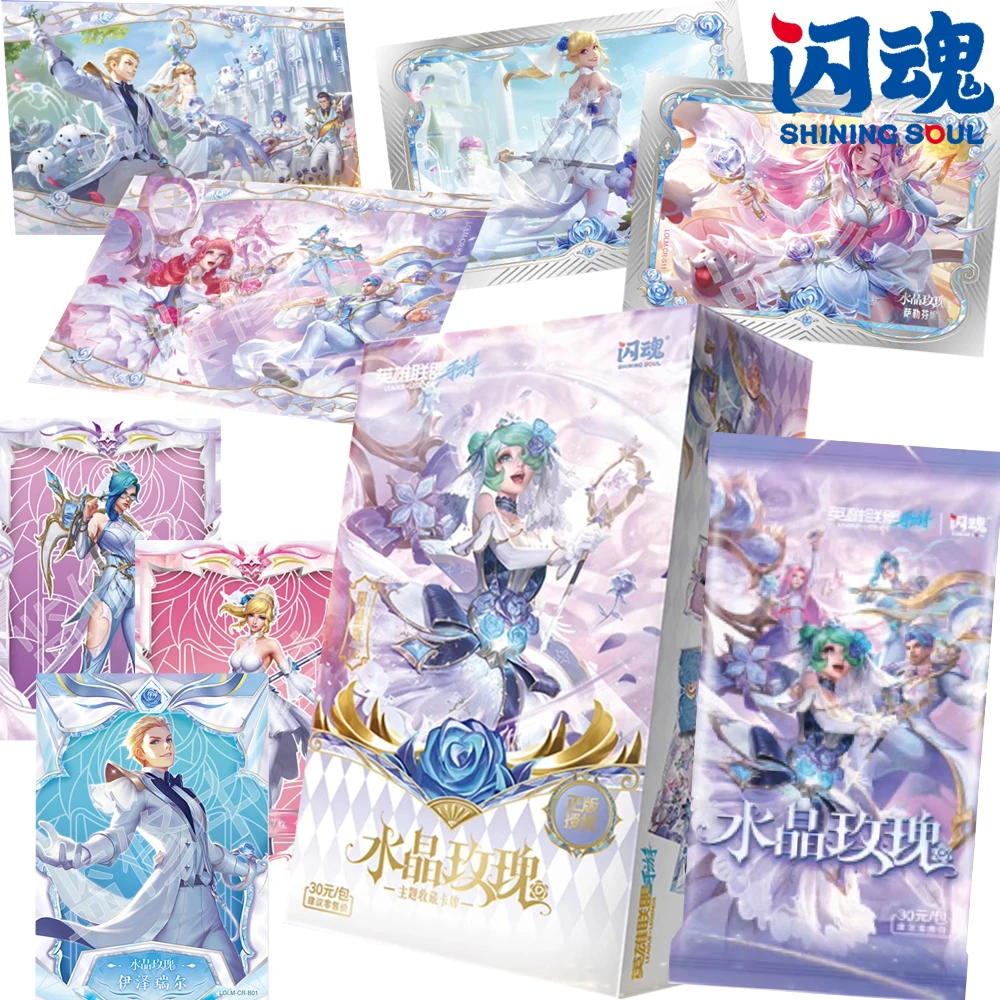 

Shining Soul Genuine League of Legends Cards Game Figure Unique Design Cards Crystal Rose Theme Gift Box Children Table Toys