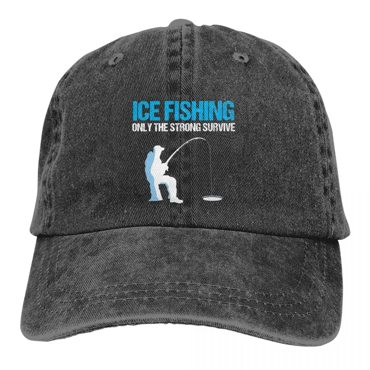 

Washed Men's Baseball Cap Ice Only Strong Survive Winter Trucker Snapback Caps Dad Hat Carp Fishing Fisher Golf Hats