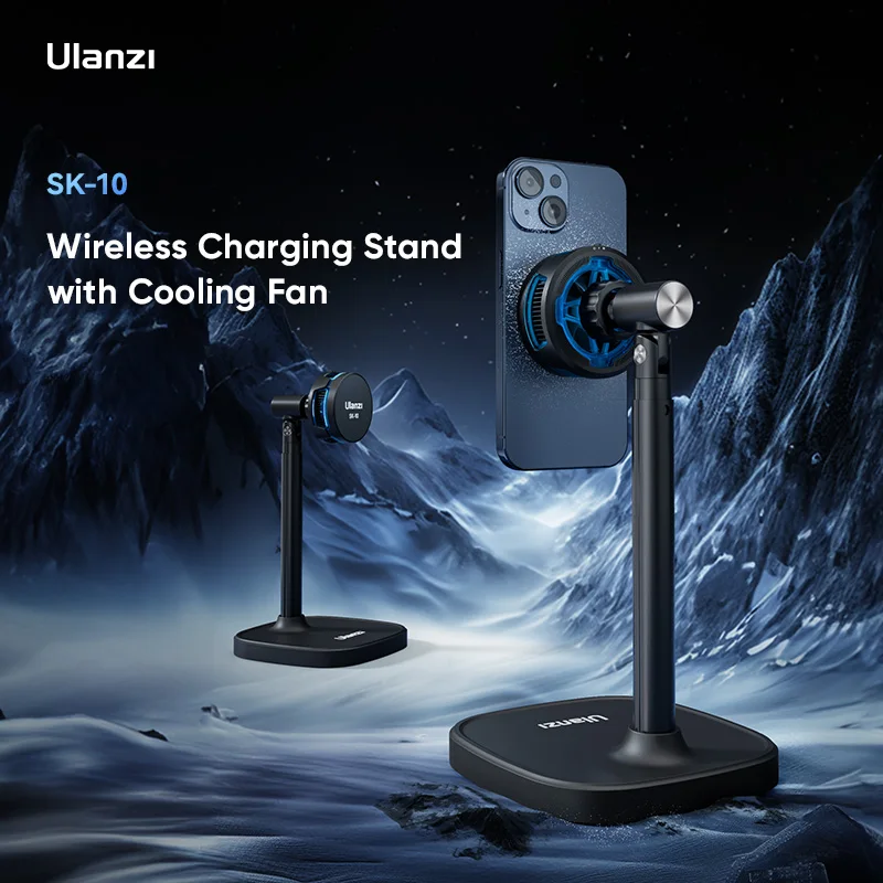 

Ulanzi SK-10 Smartphone Wireless Charging Stand with Cooling Fan Wireless Charging 3 Modes for Livestreaming Gaming Online Meet