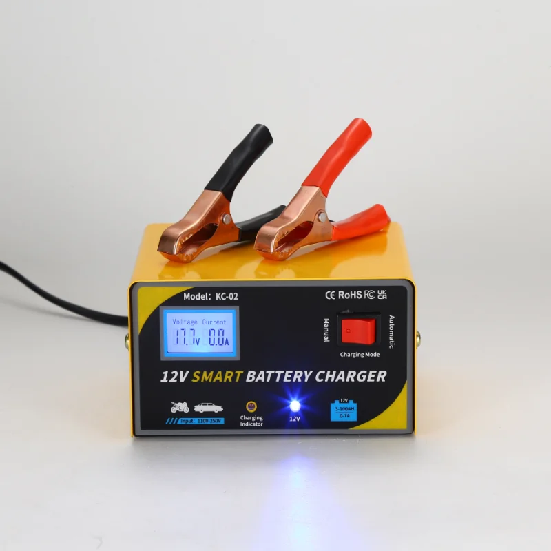 12V7A Intelligent Charger Motorcycle Battery Charger Pure Copper Car Battery Charger Pulse Repair