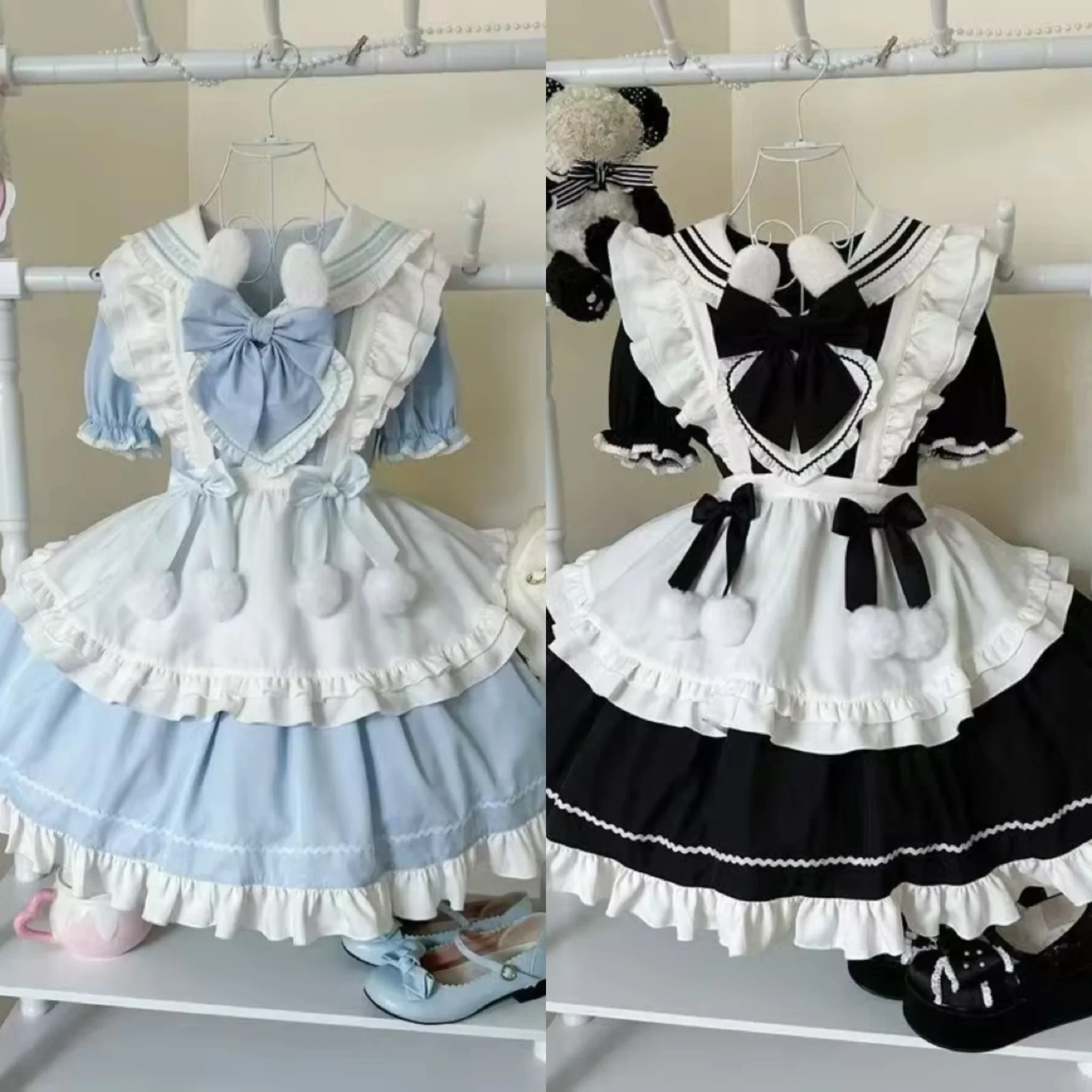 

Harajuku Y2k Slim Bandage Summer Dress Japanese Style Kawaii Lolita Dress Women Vintage Sweet Lace Bow Ruffles Cake Dresses