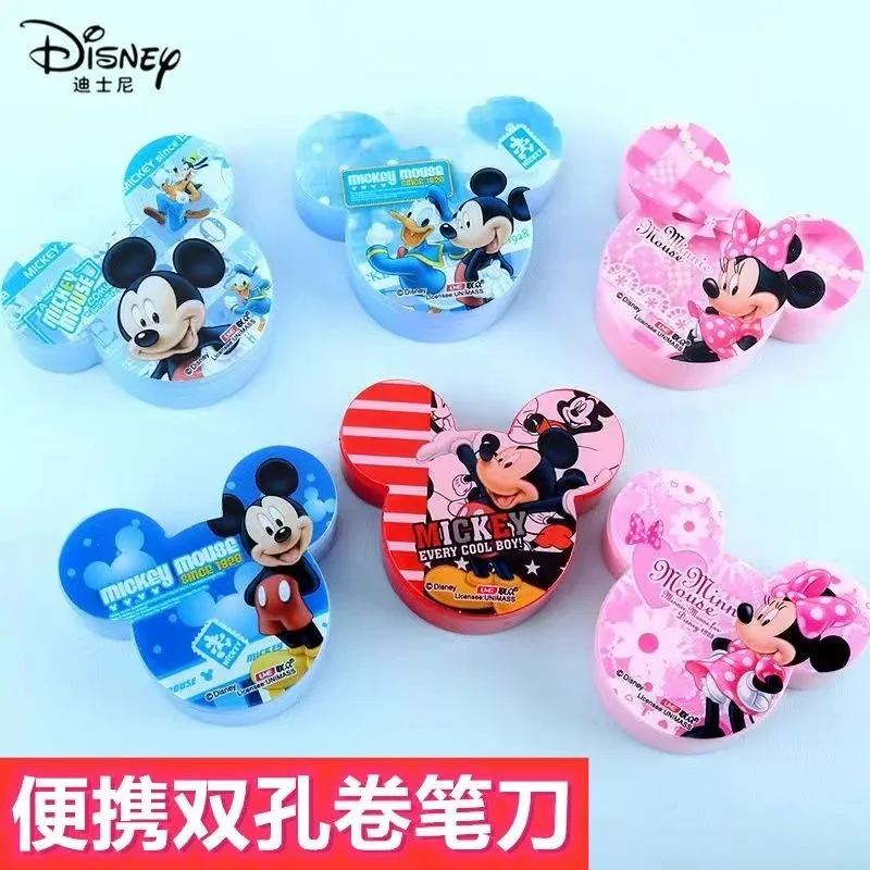 Disney cartoon Mickey Minnie series double hole pencil sharpener children's cute portable dual-use pencil sharpener wholesale