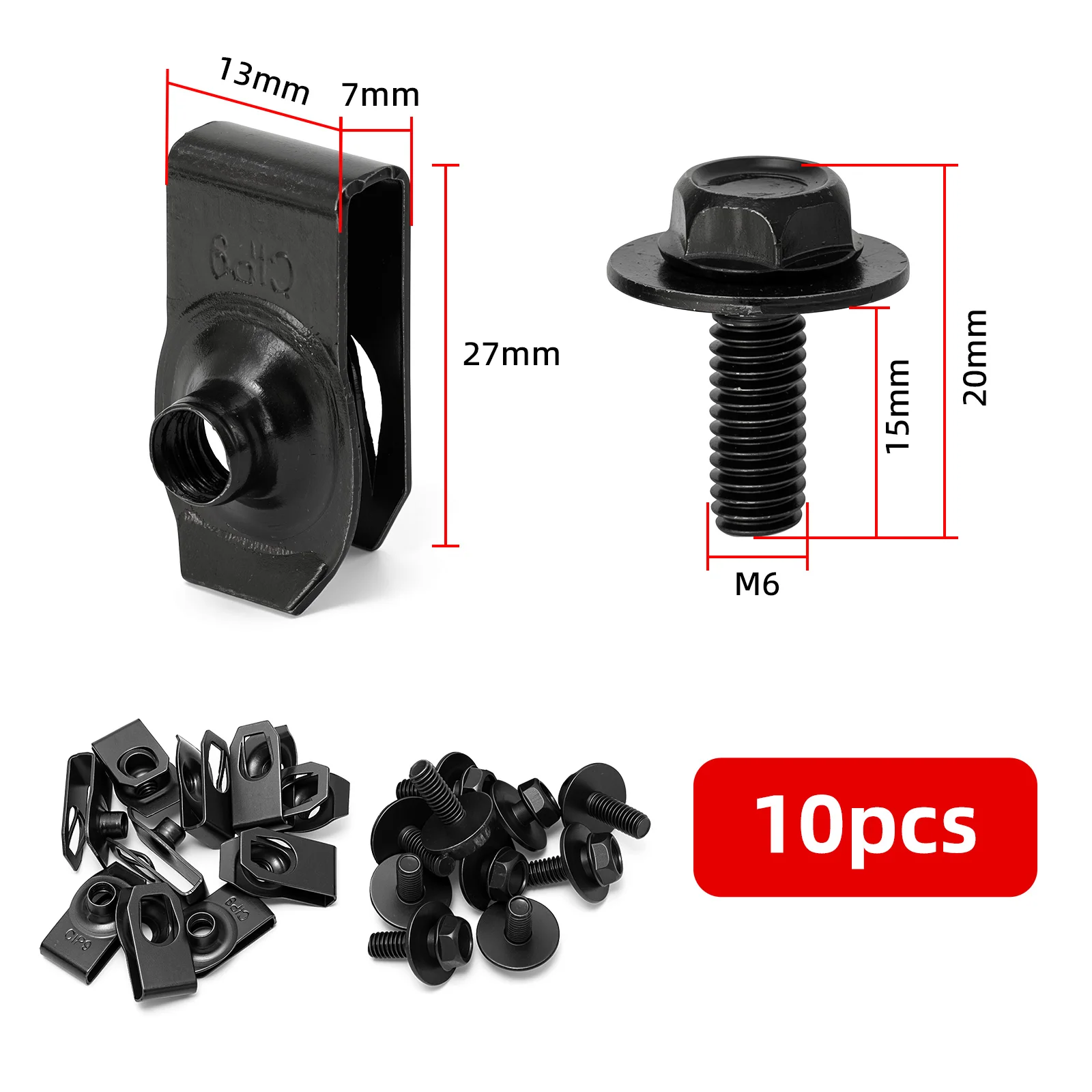 Car Fender Bumper Buckle U Shaped Clips Fastener Metal Bolts Screw Rivet Automobile Accessories Car Body Bolts U-nut Clips Sets