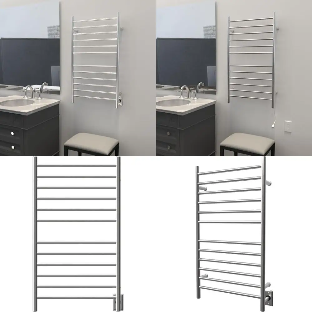

Radiant Large 12-Bar Towel Warmer, Hardwired & Plug-in Combo, Brushed Finish