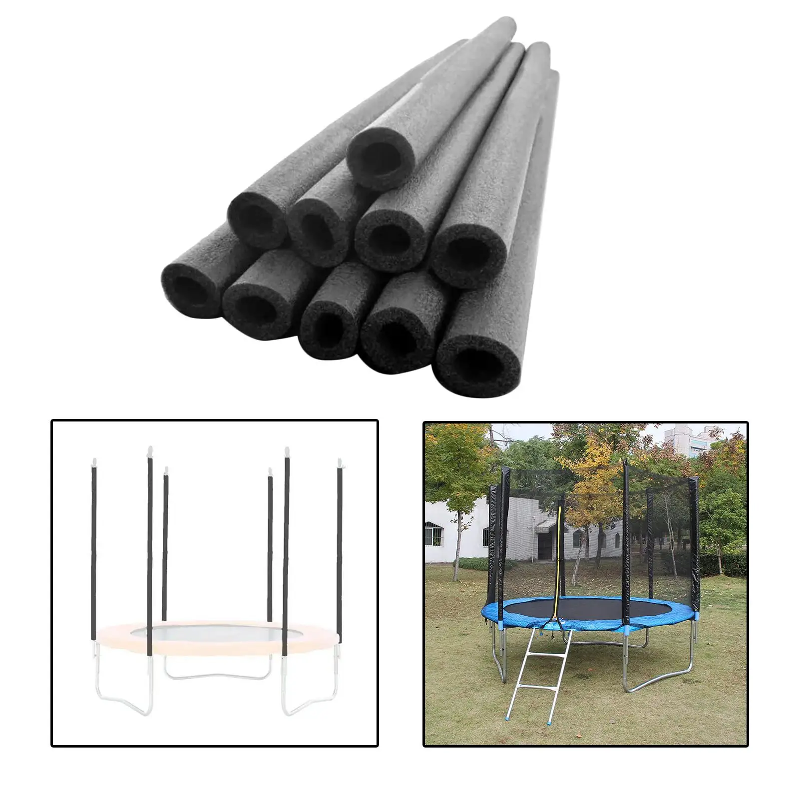 10 Pieces Trampoline Poles Cover Replacement Accs Durable Sponge Sleeve Railing Fence Pole Foam Sleeves Protector for Lawn Kids