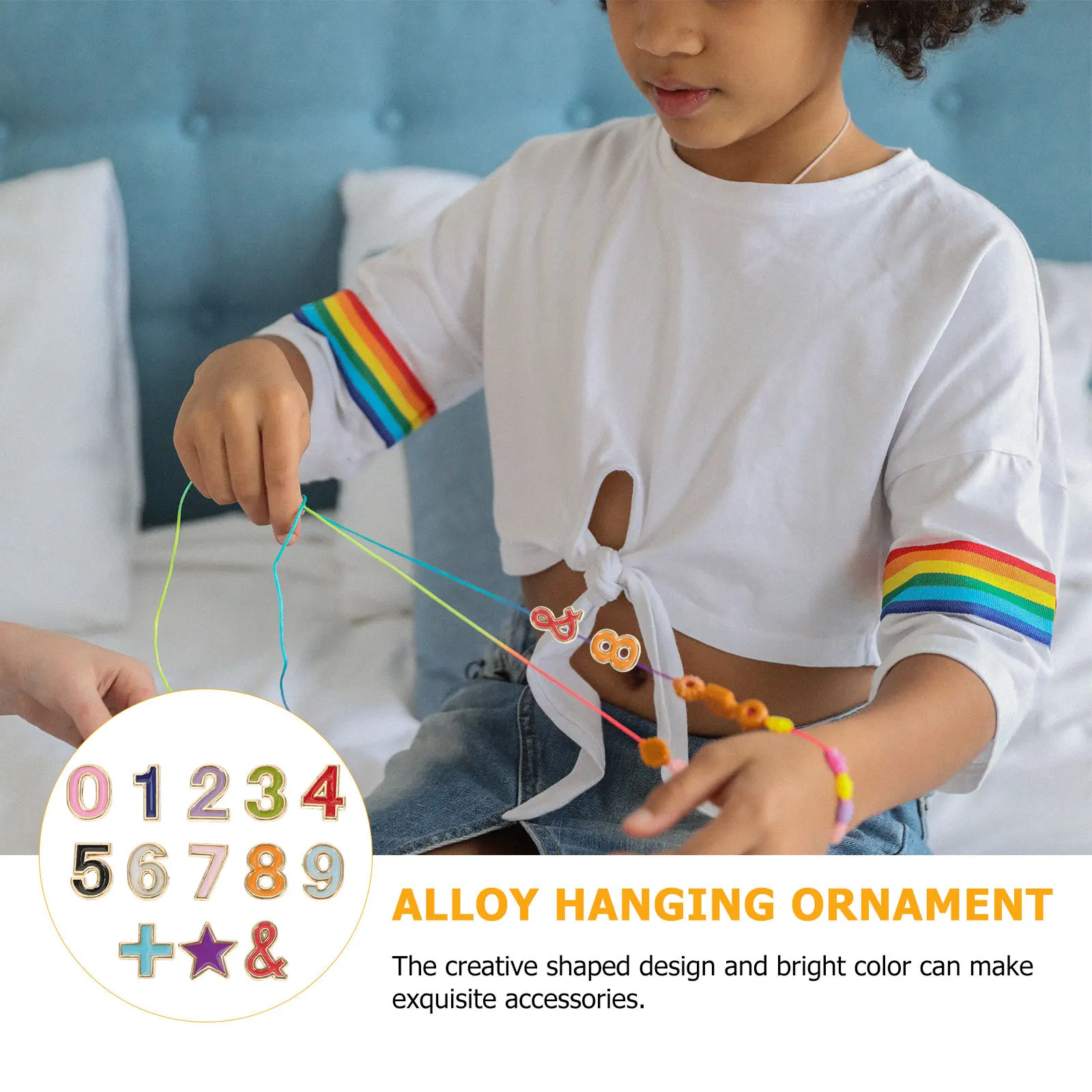 Breloques en alliage pour décoration de Bracelet, 13 pièces, symboles, chiffres, ornements en forme de matériaux exquis faits à la main