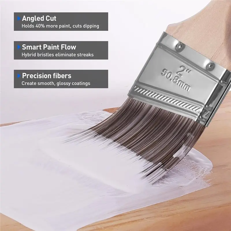 VOFUN-ペイントブラシ、2インチステインブラシ、壁フェンス染色用、木製ハンドル石工用ペイントブラシ(6パック)