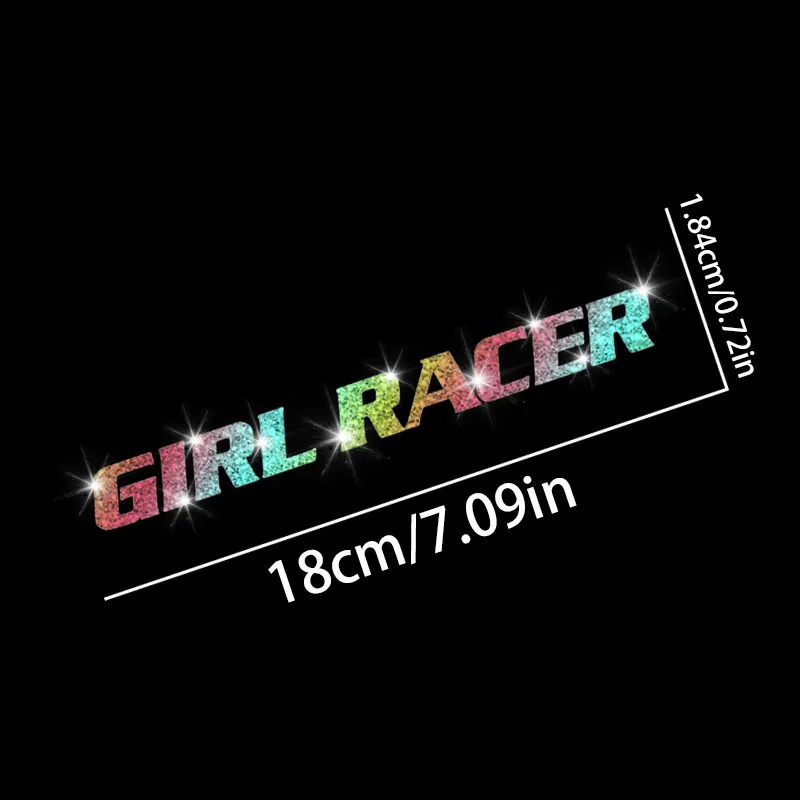 1PC Imitation Diamond Glitter GIRL RACER Motorcycle Sticker Waterproof for Helmet Scooter Fuel Tank Side Panels Vinyl Decal