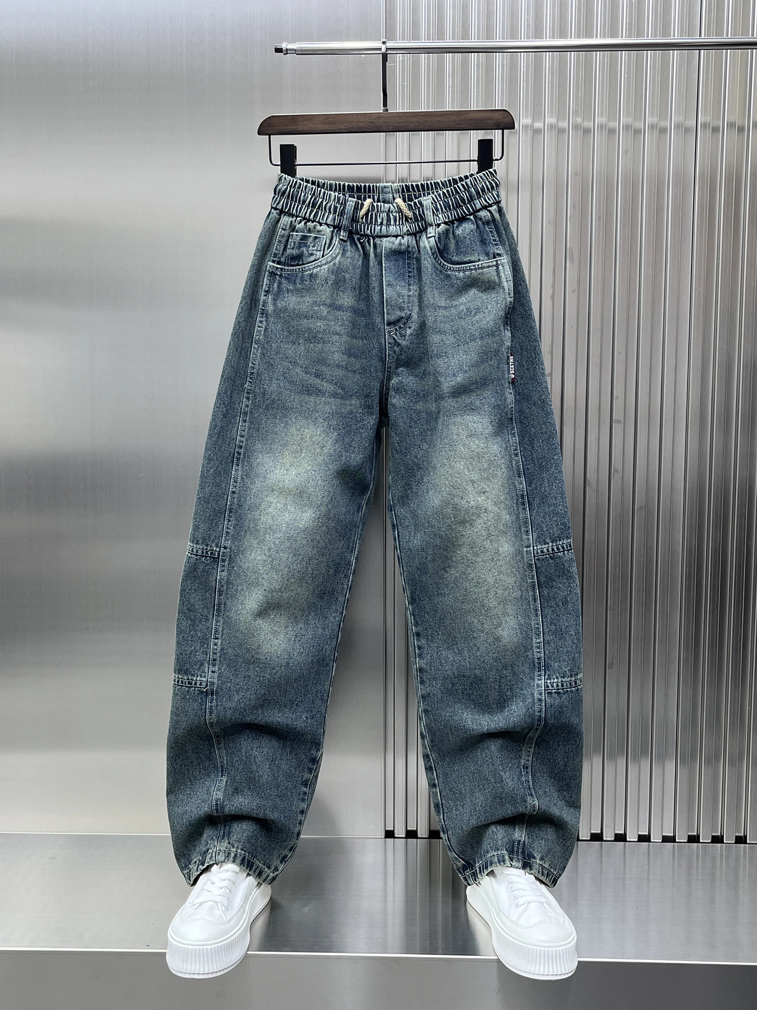 

Trendy Men's Straight Leg Waed Denim Jeans Spring 2025 New Loose Splicing Youthful Bend Knife Pants Casual Wear Resistant